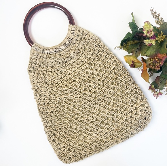 Macy's Handbags - Vintage 1970s Italian Macrame Crochet Bag
